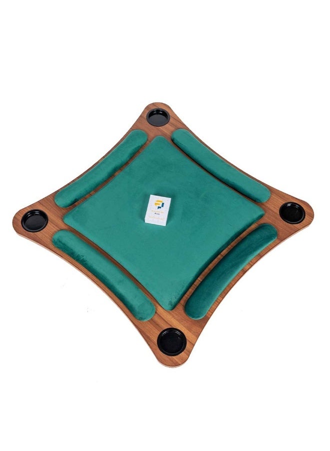 البدر طاولة لعب خشبية منحنية من البدر، طاولة العاب متوسطة الحجم، طاولة بلوت خشبية منحنية متوسطة الحجم 80 × 80، طاولة بطاقات لعب ارضية، طاولة بقع ارضية (اخضر) - Image 2